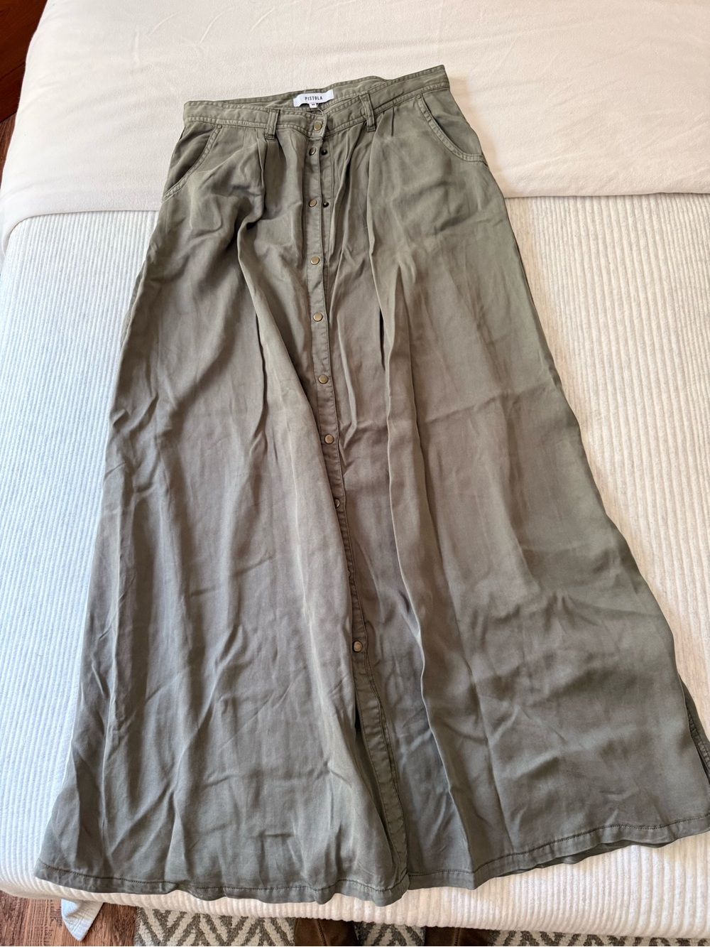 pistola Olive Green Wide-Leg Button-Front Men’s Pants
